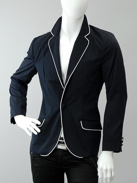 Amazon テーラードジャケット メンズ パイピング 無地 薄手 黒 ワイン ネイビー 508 02t13 ネイビー 3l シャツ 通販