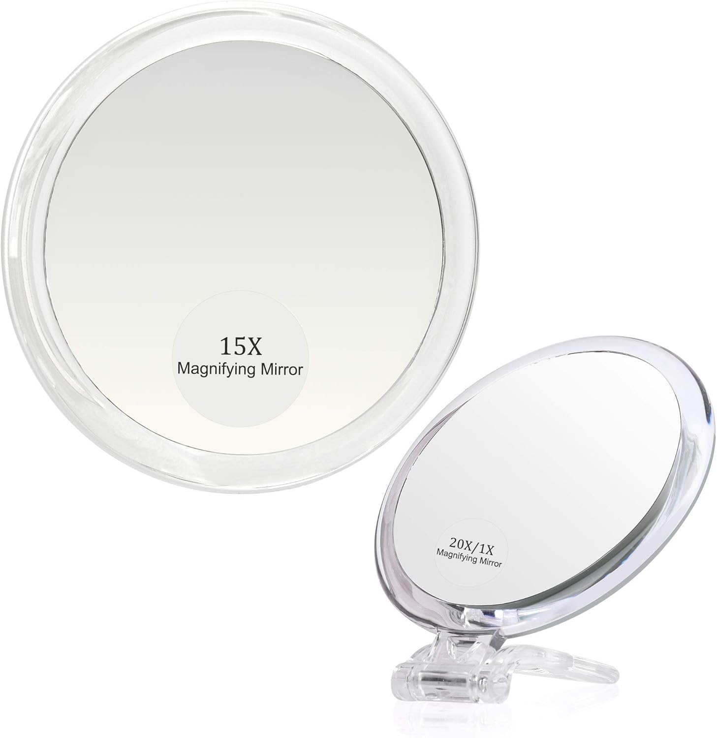Beauty Planet 20X & 15X Magnifying Mirror Set Combo,6Inch 15X Magnified Mirror with 3 Suction Cups, 4 Inch 20X/1X Makeup Mirror with Handheld/Stand, Use for Makeup Application(Combo): Furniture & Decor