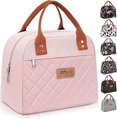 HOMESPON Insulated Lunch Bag Women Men Pink Large Capacity 29x21x16.5cm