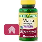 Spring Valley Maca Root 500mg Capsules, Organic Maca Root for Women and Men + STS Sticker.