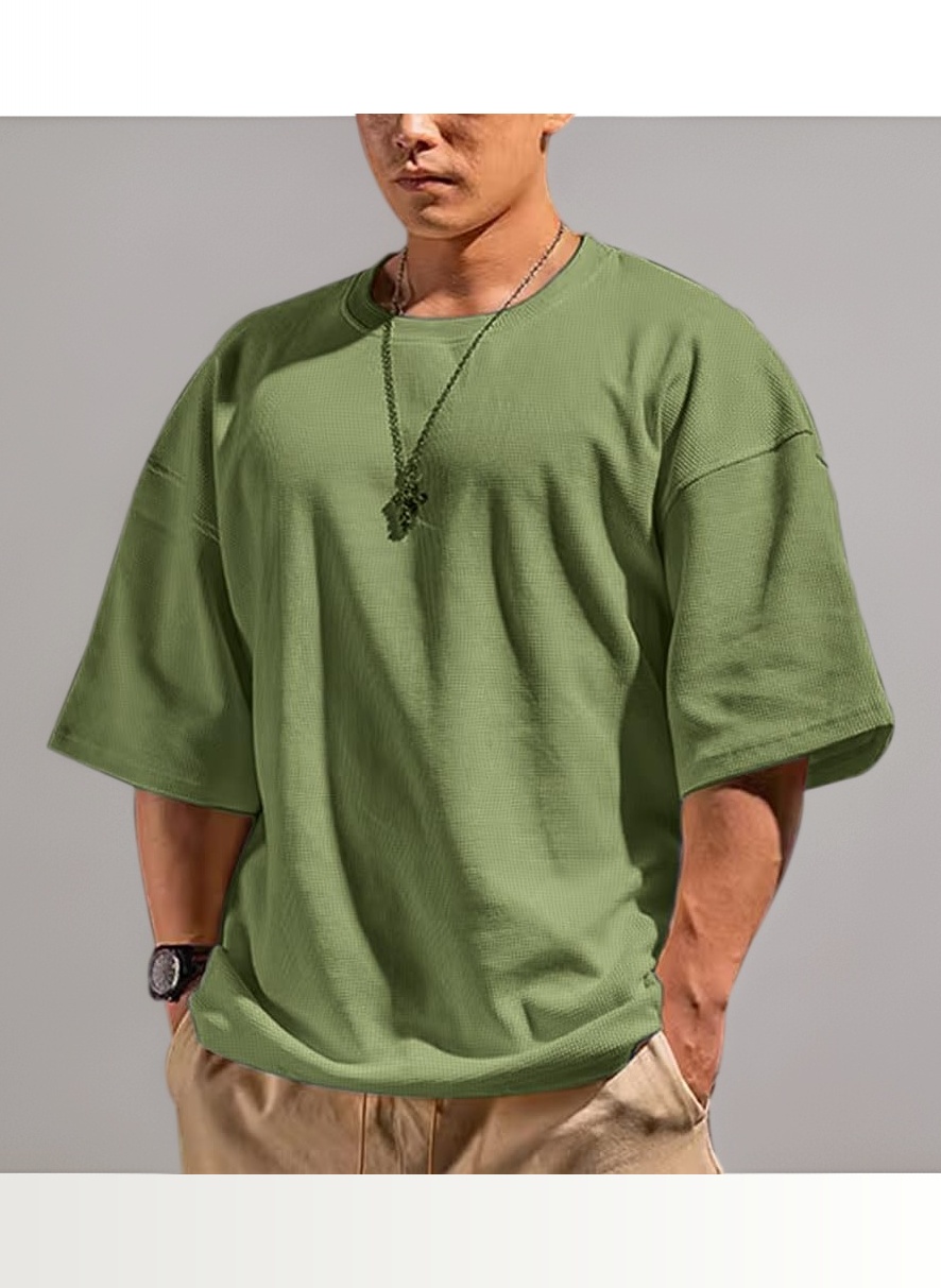 Muscle Alive Men's Basic Long Sleeve T-Shirts, Waffle Sweatshirt, Loose Workout Jumper, Crew Neck