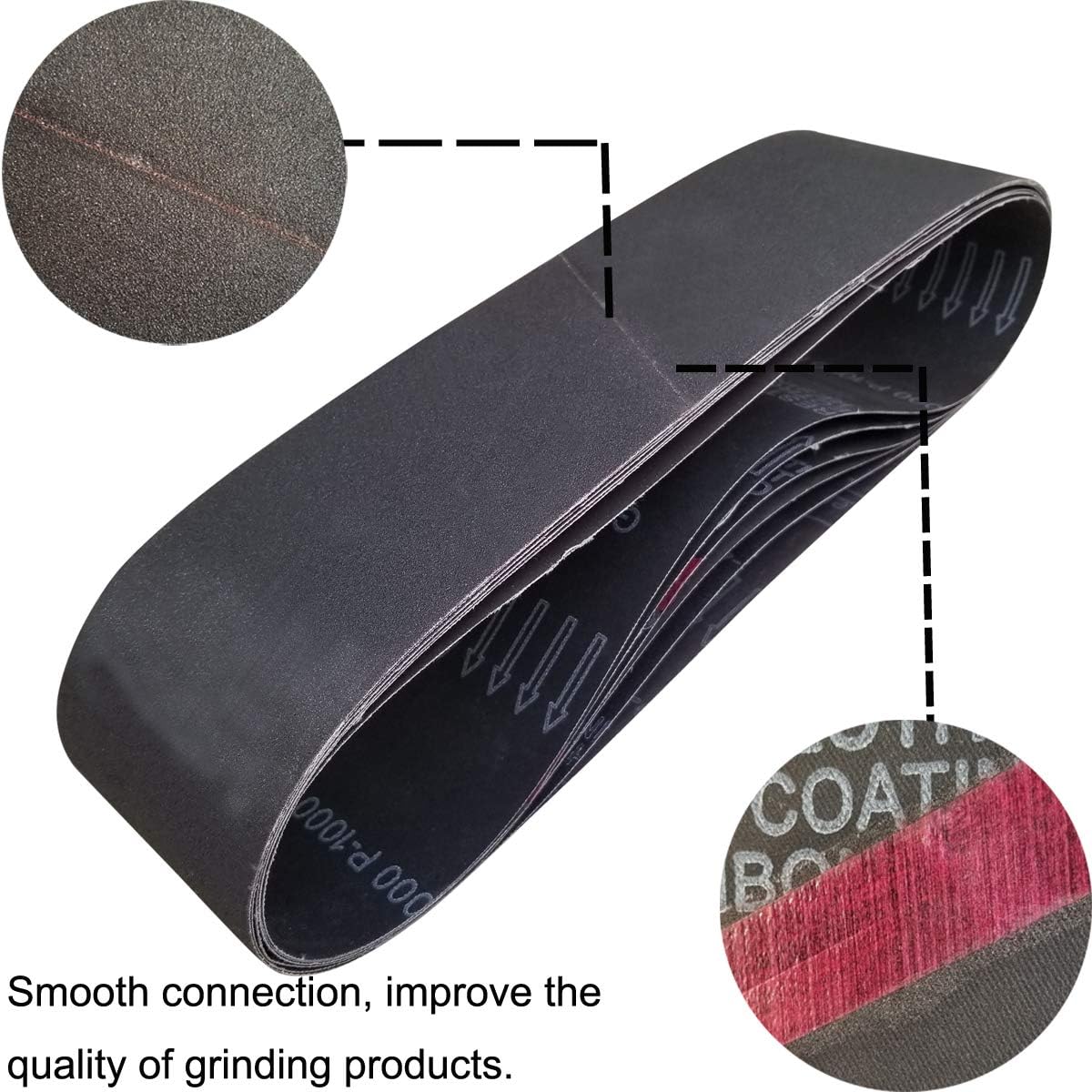 Sackorange 4 x 36 Inch High Performance Silicon Carbide Sanding Belts - Premium Knife Sharpening Sanding Belts Assortment 120 240 400 600 800 and 1000 Grits - 6 Pack - - 