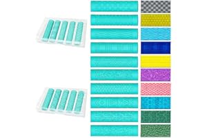 ACRNIGHEET 10 Pcs Polymer Clay Texture Roller, Embossing Rollers Pottery Stamp, Like Texture Sheets Work with Polymer Clay Cu
