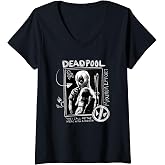 Womens Marvel Studios Deadpool &amp; Wolverine Maximum Effort Chalk Art V-Neck T-Shirt