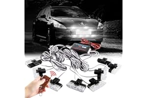 Sidaqi White 16LED Grille Strobe Lights Dash Deck Visor Police Flash Lights Car Truck Ambulance Emergency Warning Strobe Lights With Remote Control Wireless 12V