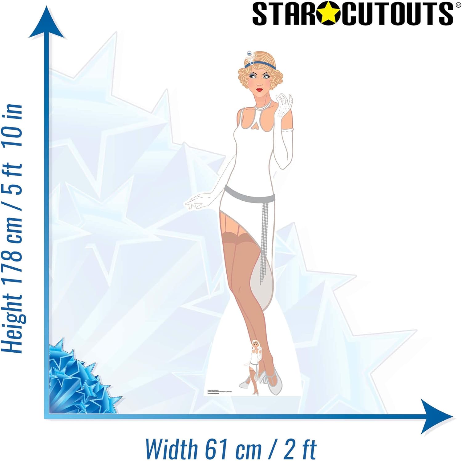 Amazon Com Star Cutouts Gatsby 1920s White Flapper Girl 178 X 61 X 178 Cm Multi Colour Kitchen Dining