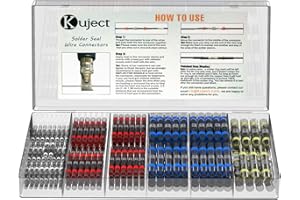 Kuject 200PCS Solder Seal Heat Shrink Butt Connectors, Waterproof Wire Connectors Kit Electrical Terminals, Solderless Insulated Wire Splice Cable Connector for Marine Automotive Boat Truck