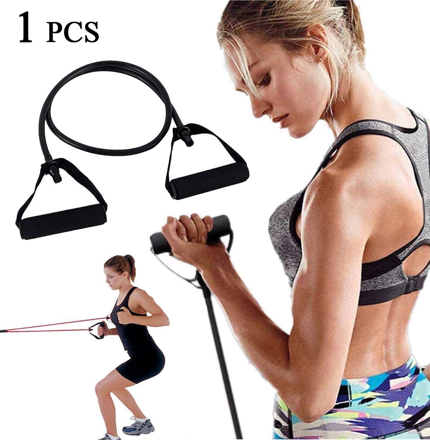 Eholder Exercise Fitness Resistance Bands, Stretch Workout Fitness Band for Home Gym Yoga Strength Training Pilates, Tubes Cords Bodybuilding Elastic Pull Rope with Handles
