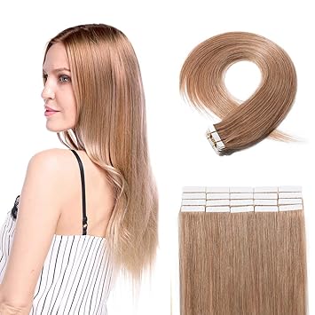 Amazon Com Tape In Human Hair Extensions Strawberry Blonde Grade