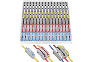 XHF2018 60 pcs XHF Colourful Conductor Compact Connectors Lever Connectors Nuts, Electrical Wire Terminals for Any Circuit Inline Splices 28-12 AWG (SPL-1)