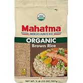 Mahatma Organic Brown Rice, 2-Pound Bag | Whole-grain rice for stovetop or microwave, easy to cook, gluten-free, vegan, kosher, non-GMO, bulk bag