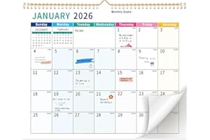 THBOXES Wall Calendar 2026-2027, 18 Month Large Desk Calendar from January 2026 to June 2027 14.5" x 11.8" Monthly Calendar with Twin-Wire Binding for Home Office Planning Organisers, Colorful Blocks