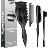 Curl Defining &amp; Detangling Brush &ndash; Dual-Vented Curly Hair Brush for Wet &amp; Dry Hair with Flexible Bristles &ndash; Reduces Frizz &amp; Smooths Knots &ndash; For All Hair Types &amp; Users (Black)