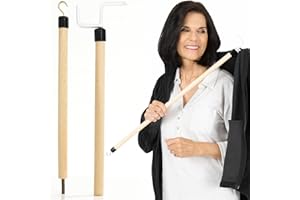 Vive Dressing Stick for Elderly (27”) - with Zipper Puller & Sock Remover Tool - Aid for Pants - Accessories for Daily Living, Assistant Device No Bending for Seniors - After Shoulder Surgery Helper