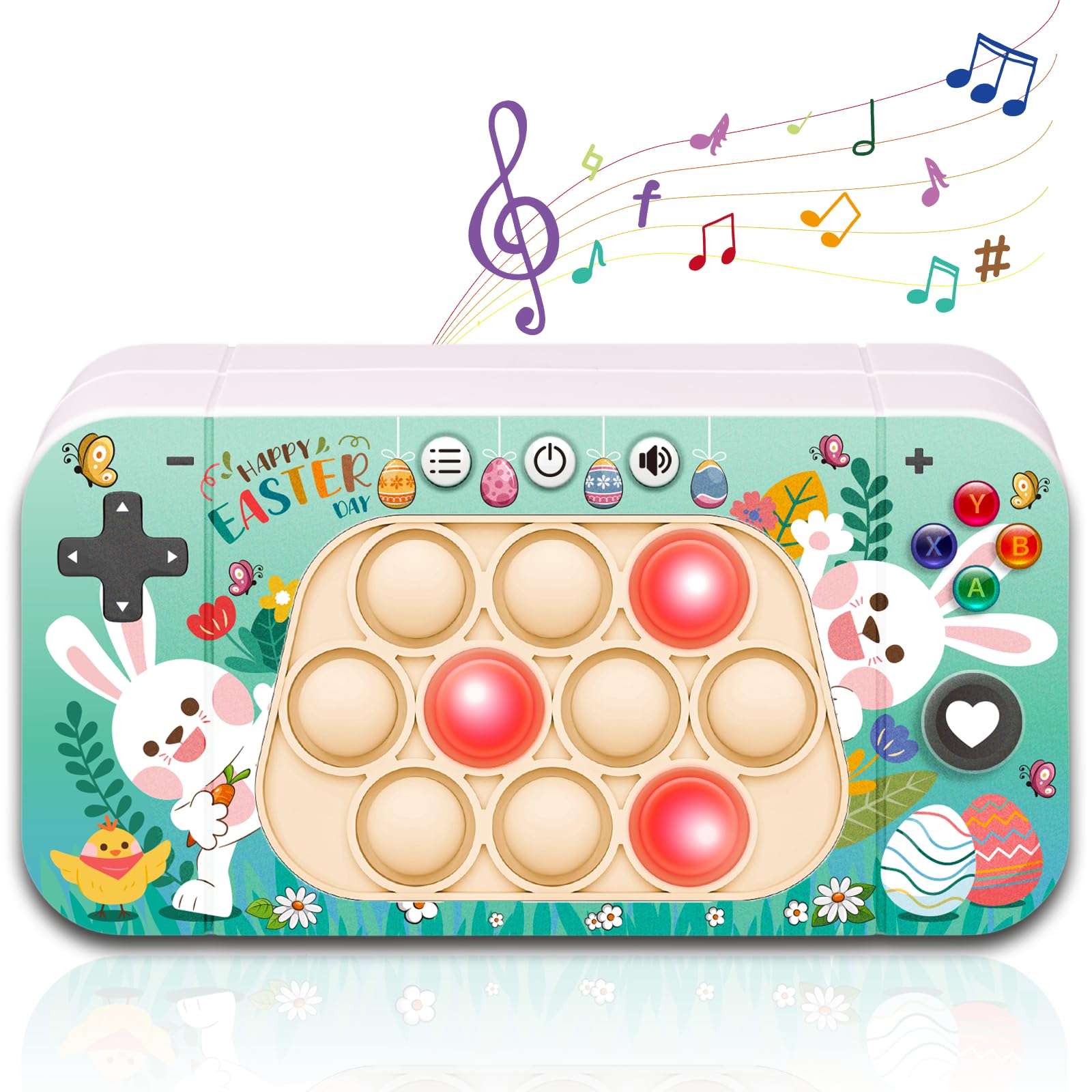 Exun Easter Quick Push Game Fidget Toys, Easter Basket Stuffers, Handheld Puzzle Pop Game Machine Sensory Bubble Stress Toy | Happy Easter Egg Bunny Chick Design for Kids Boys Girls
