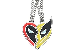 HLENOK Best Friends Half Heart Necklace Alloy Pendant Jewellery with Superhero Patterns Ornament Birthday Christmas Gifts 2PCS