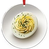 Deviled Egg Ornament, 2D Flat Acylic Food Christmas Ornaments, Deviled Eggs Themed Gifts for Food Lovers, Christmas Foods Gifts for Women, Men, Xmas Stocking Stuffer