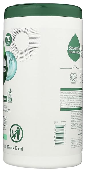 SEVENTH GENERATION MULTI-SURFACE WIPES, GARDEN MINT SCENTED, 70 COUNT