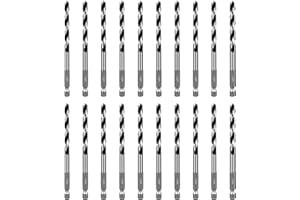 SALI Brad Point Wood Drill Bits Set 20pcs 1/4 Inch Carbon Steel Drill Bit Set with 1/4" Hex Shank Double Flutes Design for Ha