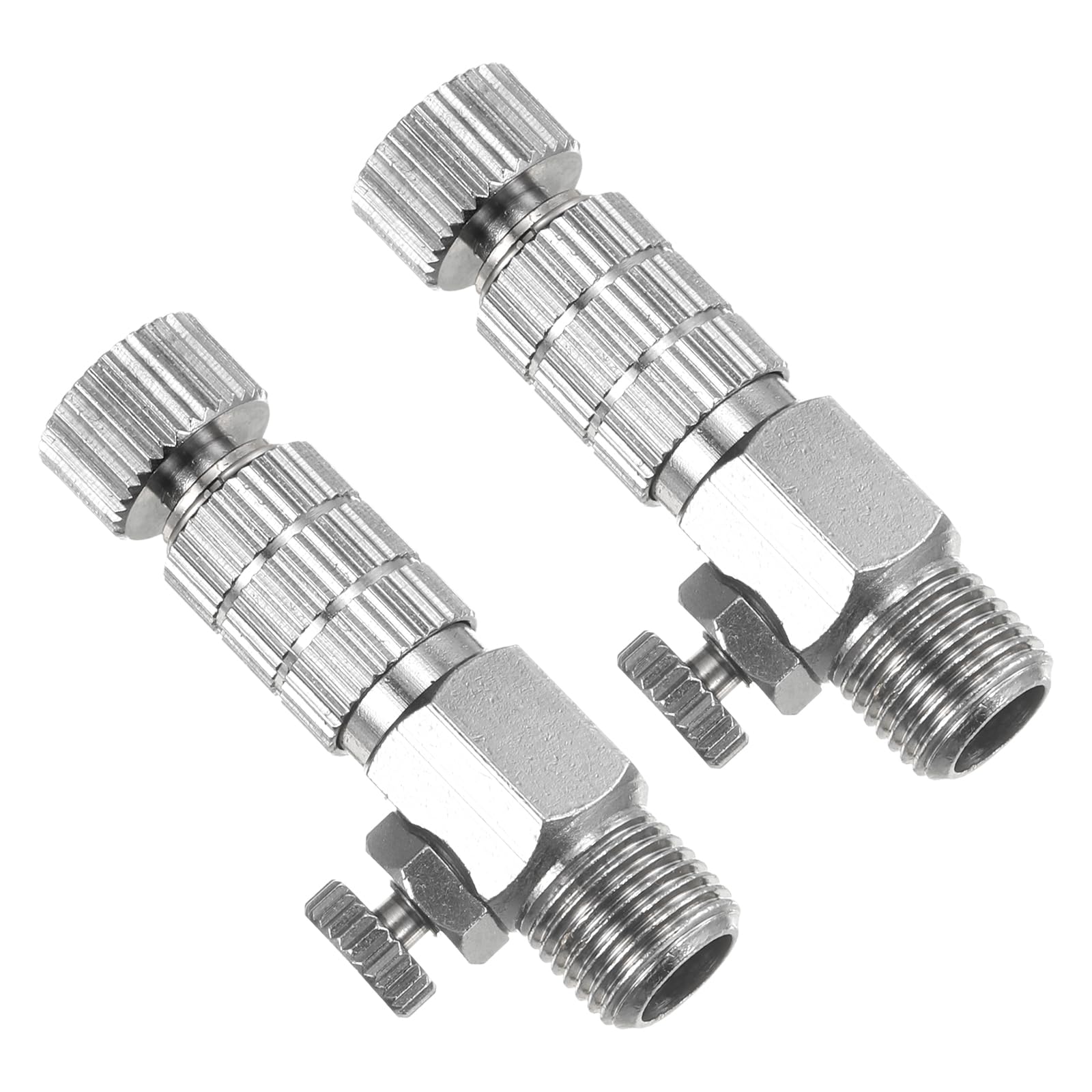 PATIKIL 1/8 Air Brush Connector Adapters, 2pcs Quick Connect Airflow Control Valve, Silver