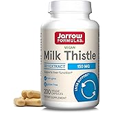 Jarrow Formulas Milk Thistle Supplement 150 mg. 30:1 Milk Thistle Extract Standardized to 80% Total Flavonoids, Dietary Supplement for Liver Function Support, 200 Veggie Capsules, Up to 200 Day Supply