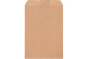 Quotidian Brown Flat Large Greaseproof Kraft Paper Bags 6" x 9" (15 x 22.8cm) Pack of 100 - Snack Bakery Treat Candies Mechan