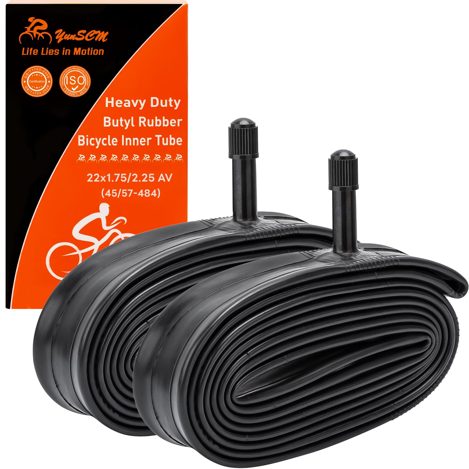 Photo 1 of 2-PCS 22" Heavy Duty Bike Tire Tubes 22x1.75/2.25 AV32MM Schrader Valve 45/57-484 Inner Tubes 22 Bicycle Inner Tubes Compatible with 22 x 1.75 22x1.95 22x2.10 22x2.125 22x2.20 22 x 2.25 Tire Tubes