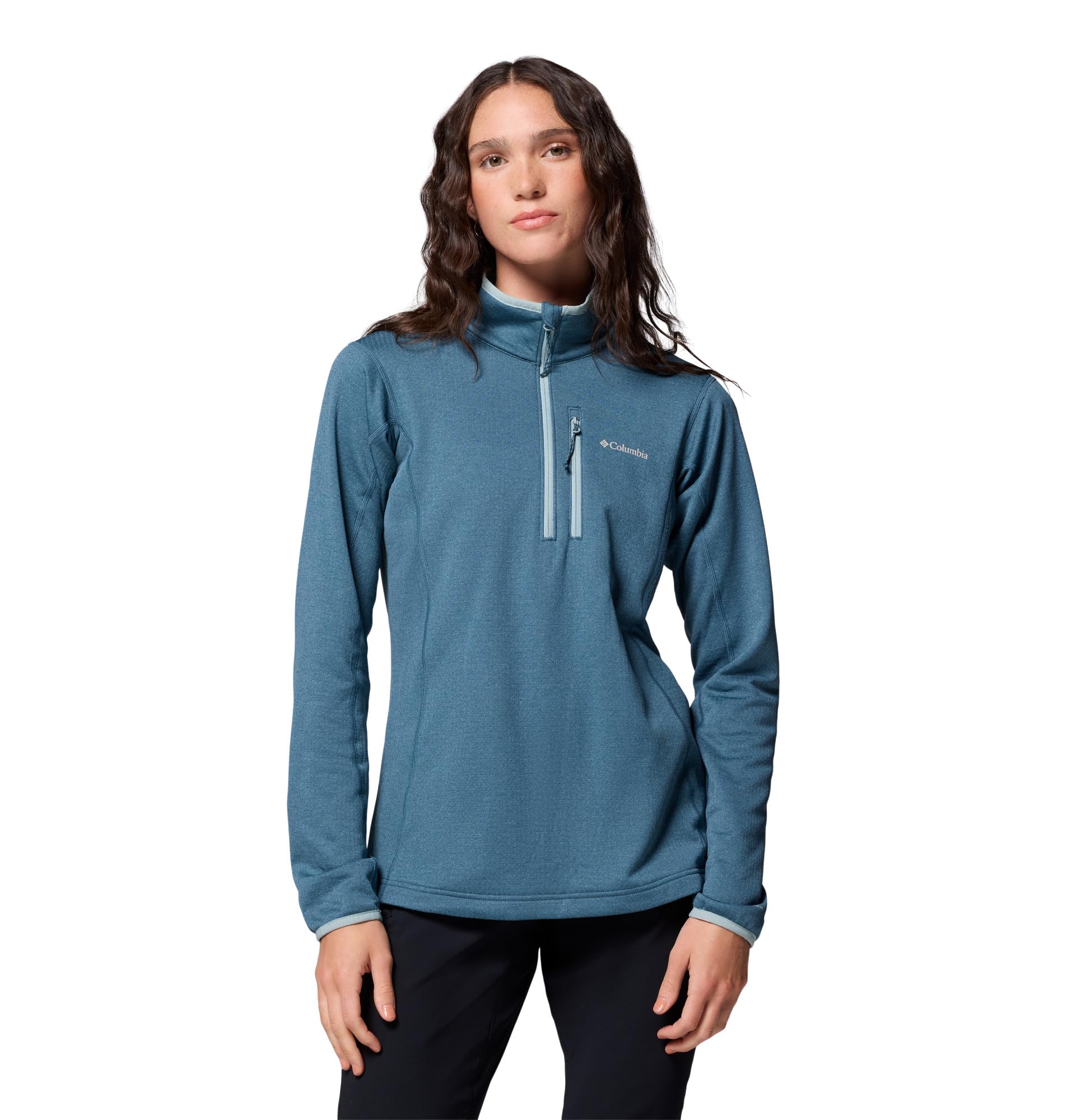 Columbia Womens Essential Hike Grid Fleece Half Zip, Everblue/Crushed Blue, Large