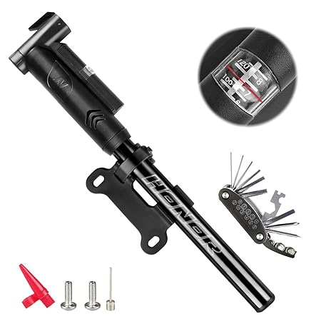 Zaeel Mini Fahrradpumpe, Fahrrad Luftpumpe Kompakt Tragbare Legierung Rahmenpumpe, Luftpumpe für Fahrrad Max Druck 120PSI / 8