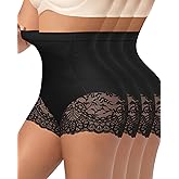 MIOTAN Women's High Waisted Underwear, Ladies Panties with Lace, Comfortable Briefs, 4 Pack