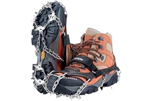 UELFBABY Crampons Upgraded 19 Spikes Ice Snow Grips Traction Cleats System Safe Protect for Walking, Jogging, or Hiking on Snow and Ice (Fit S/M/L/XL/XXL Shoes/Boots)