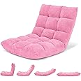 Giantex Floor Chair with Back Support, Folding Sofa Chair with 14 Adjustable Position, Padded Sleeper Bed, Couch Recliner, Floor Gaming Chair, Meditation Chair, Gaming Floor Chairs for Adults(Pink)