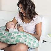 The Peanutshell Nursing Pillow & Cover - Soft Newborn Nursing Baby Girl or Boy Pillow Covers, Supportive & Comfortable Breastfeeding, Tummy Time Baby Essentials - Boho Botanical