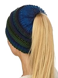C.C BeanieTail Soft Stretch Cable Knit Messy High
