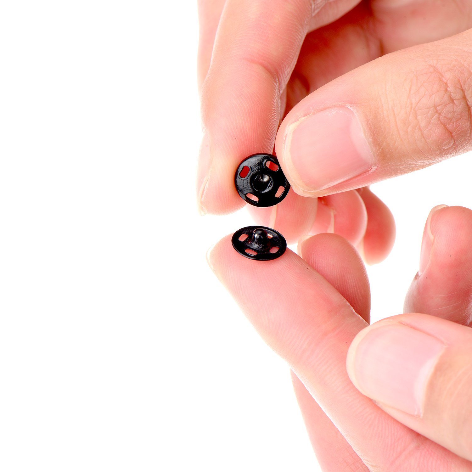 Sumind 100 Sets Sew-on Snap Buttons Metal Snap Fastener Press Button for Sewing Clothing, Black and Silvery (10mm)