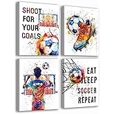 Framed Graffiti Soccer Canvas Wall Art,Soccer Wall Decor,Inspirational Sports Paintings Soccer Gifts Wall Decor Prints for Teen Boys Room Kids Playroom Bedroom 8"x10" Framed