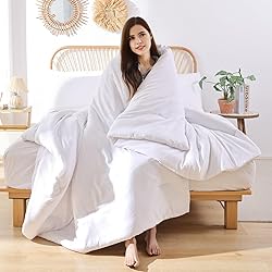 ROSGONIA White Comforter Queen, 3pcs Comforter for