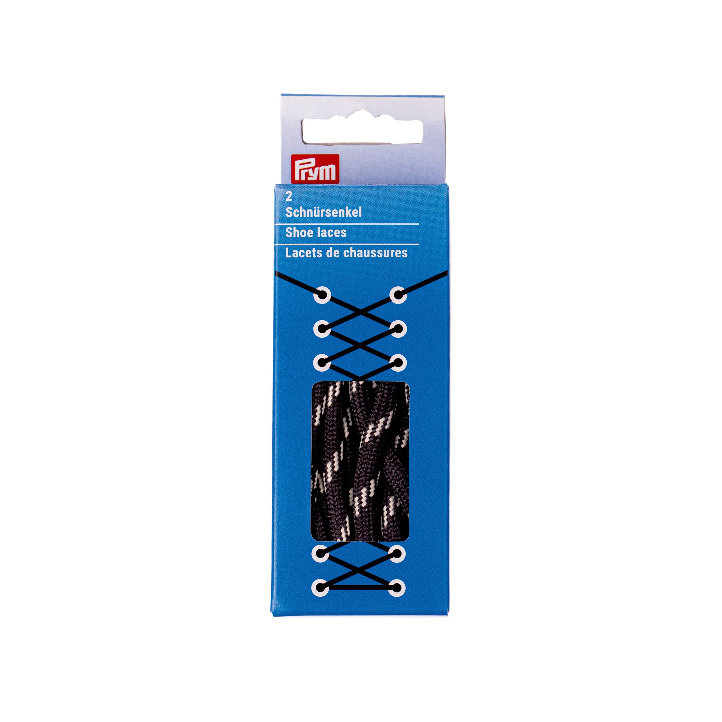 Prym Round Laces, Polyester, Black/Beige, 6 mm x 150 cm