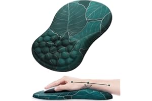 Laokiiy Mouse Pad Wrist Support, Ergonomic Mouse Pad with Wrist Rest, Comfortable Computer Mouse Pad for Laptop, Pain Relief Mousepad with Non-Slip PU Base Banana Leaf Green