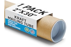 MagicWater Supply Mailing Tube - 2 in x 30 in - Kraft - 1 Pack - for Shipping and Storage of Posters, Arts, Crafts, and Docum