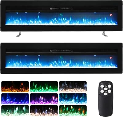 INMOZATA 102cm Electric Fire Wall Mounted Freestanding 900W 1800W Black