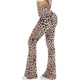 Sundwudu Black Flare Yoga Pants for Women - Soft High Waist Bootcut Leggings Tall & Long Bootleg Pants for Women