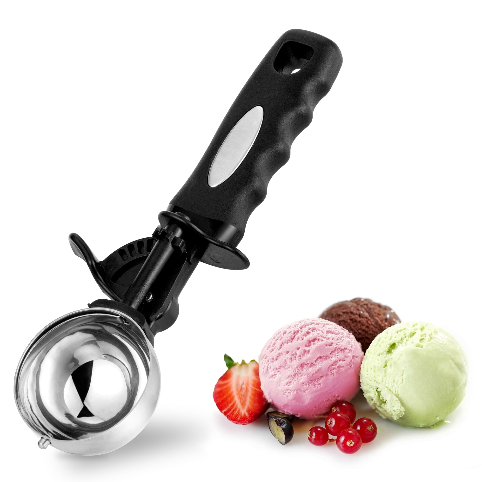 Photo 1 of 3.5 Tbsp Cookie Scoop, Ice Cream Scoop with Thumb Trigger, 3.5 Tablespoon Cookie Dough Scoop, Melon Baller Scoop, Comfortable Grip, Non-Slip, Portion Scoop 55 mm