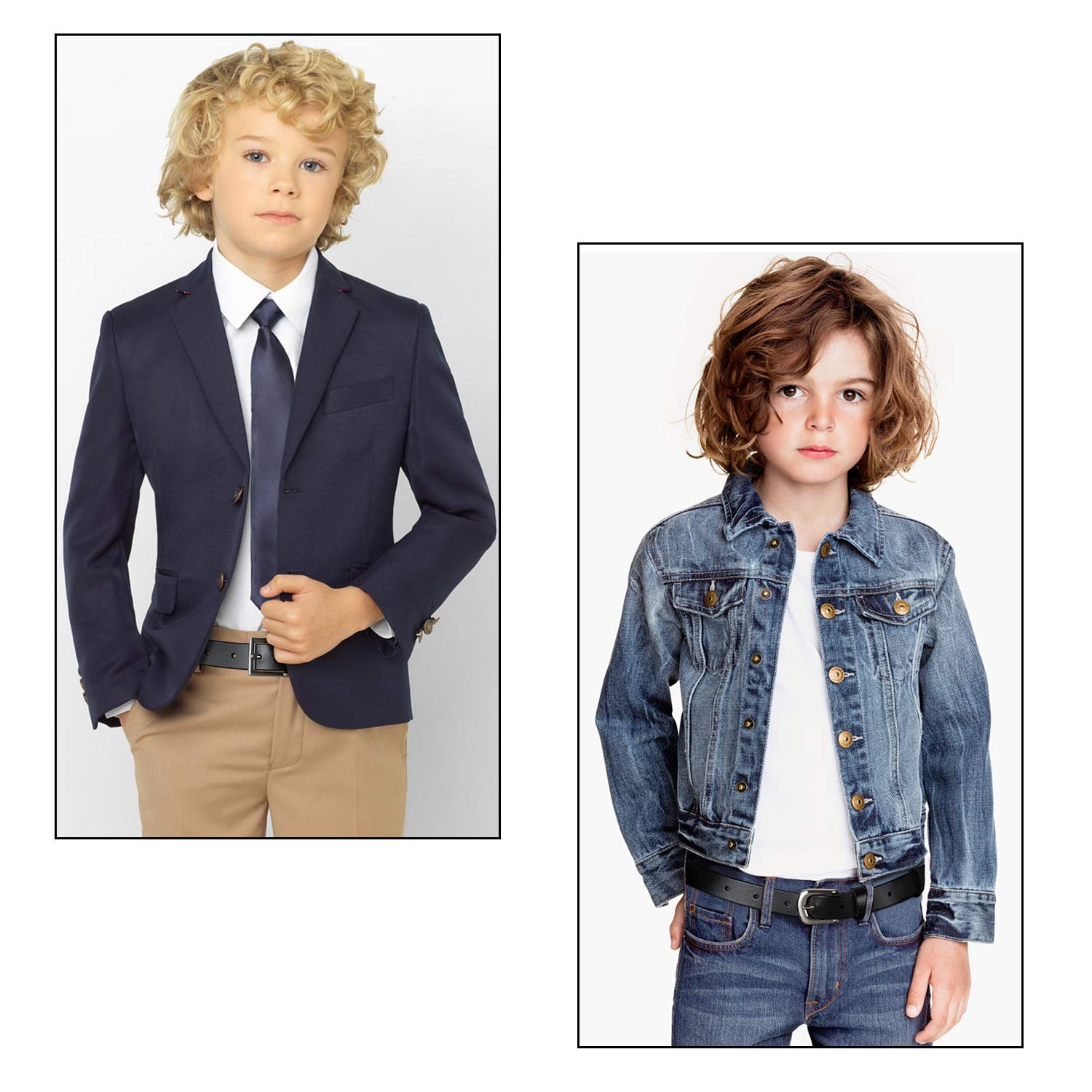 Black Leather Belts for Boys BALTEUS Designer Western Children Big Kids Belt (Fit Waist 16-20 Inches)