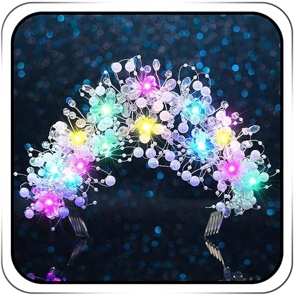 Amazon.com: JEAIRTS Light Up Beaded Crown Headband Silver 