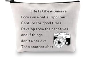 MBMSO Photographer Makeup Bag Life is Like a Camera Photography Gifts Inspirational Gifts for Camera Lovers(Photographer)