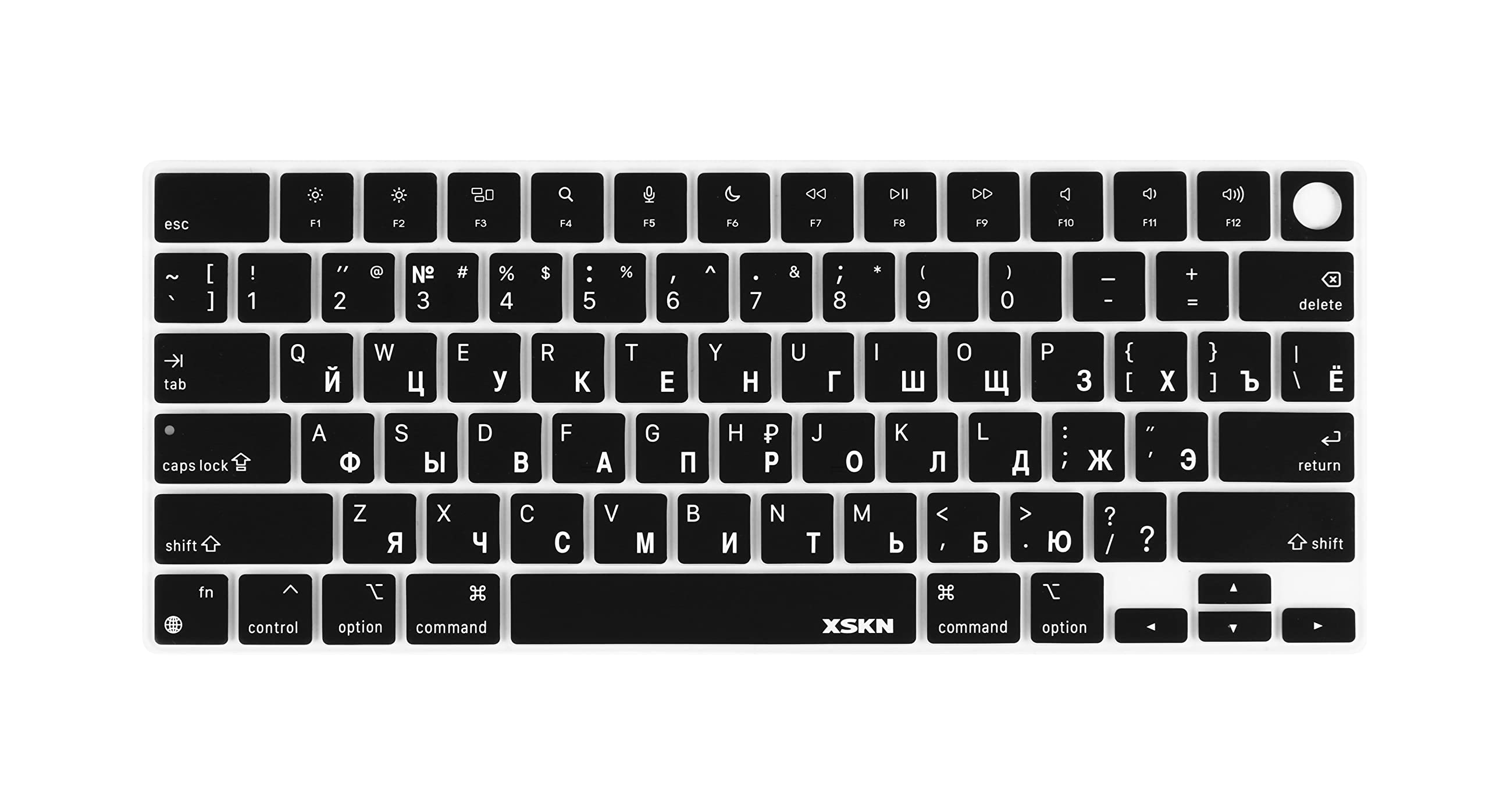 Photo 1 of XSKN Russian Language Black US Version Silicone Keyboard Cover for 2022 2023 2024 2025 MacBook Air 13.6 15.3 inch M2 M3 M4 Chip with Touch ID A2681 A3113 A3240 A2941 A3114 A3241