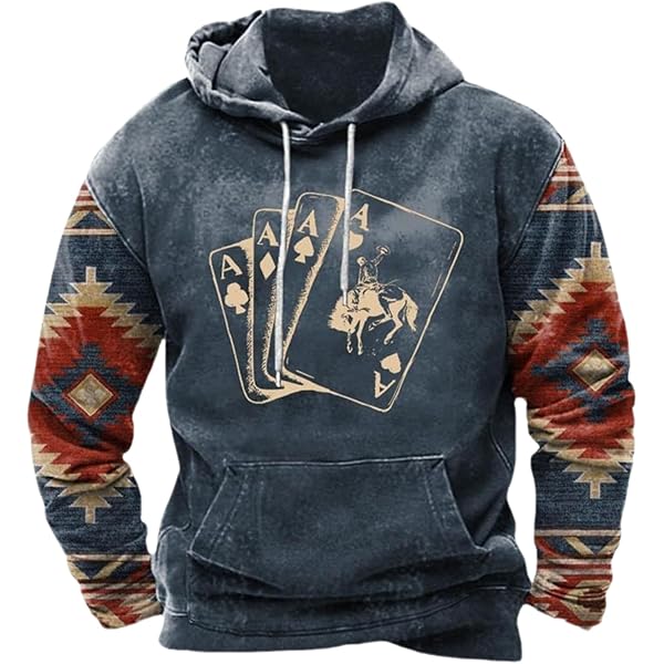 Native American Sweater For Men FAVIPT Aztec Cowboy Mens Hoodie