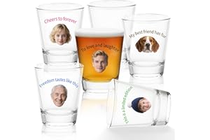 UIDMEN Personalized Funny Shot Glasses, Custom Shot Glass with Face Photo & Text, Groom Face Party Favors, Bar Supplies, Tequ