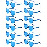 LYMOJOR 12 Pairs Heart Shaped Sunglasses Candy Color Rimless Fun Heart Glasses for Women Party Favors